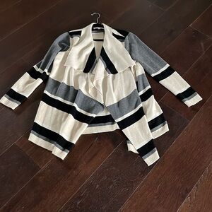 Loft black , cream and gray shawl collar sweater size large